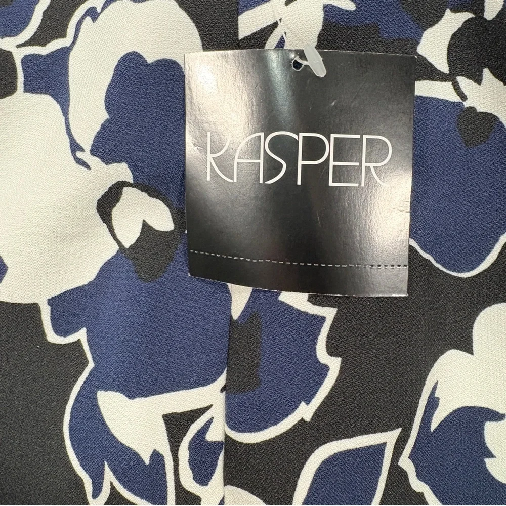 NWT Womens Stylish Size 12 Kasper Floral Lined Pencil Skirt Black White Blue - Picture 3 of 9